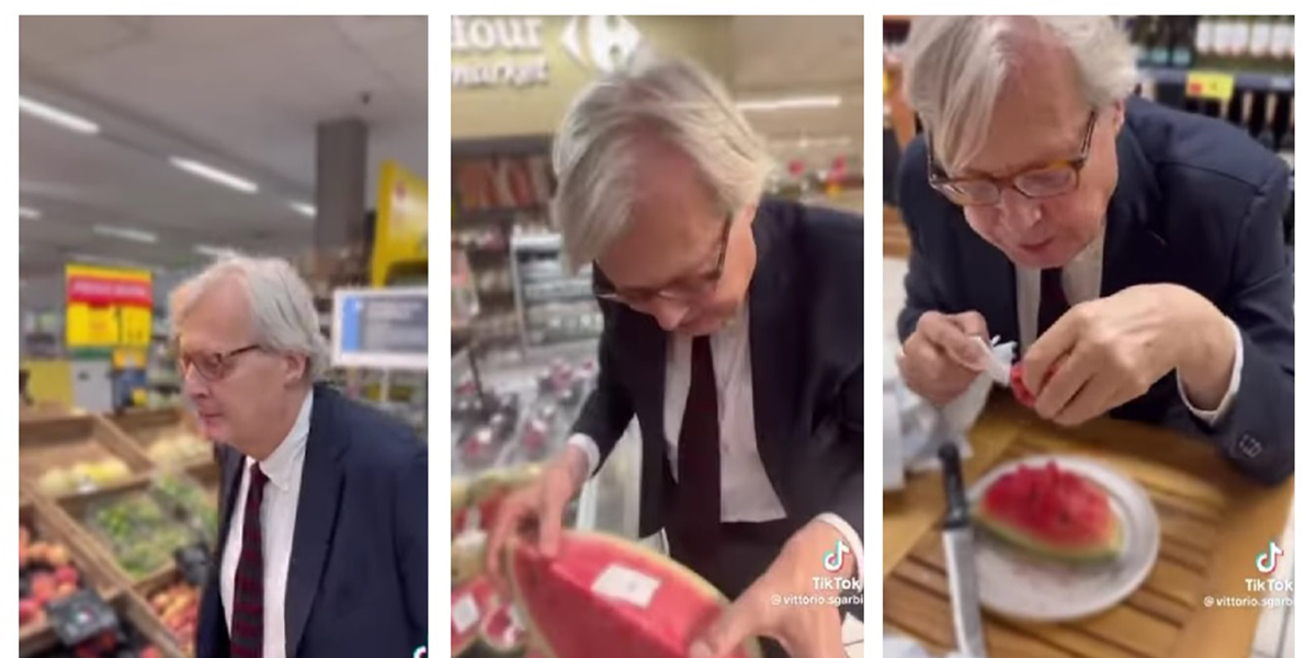 L'incursione notturna di Sgarbi nel supermercato 